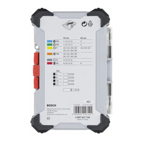 Bosch Set de embouts de vissage Extra Dur, exposant, 43 pcs
