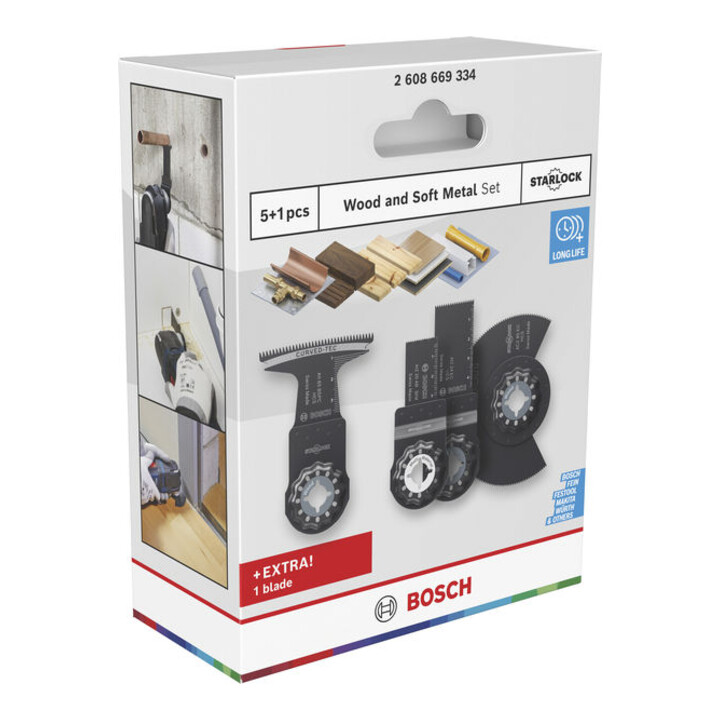 Bosch Set de lames bois et métaux tendres pour outils multifonctions oscillants, 6 pièces