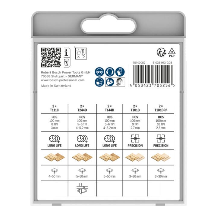 Bosch Set de lames de scie sauteuse Wood Basic 10 pièces