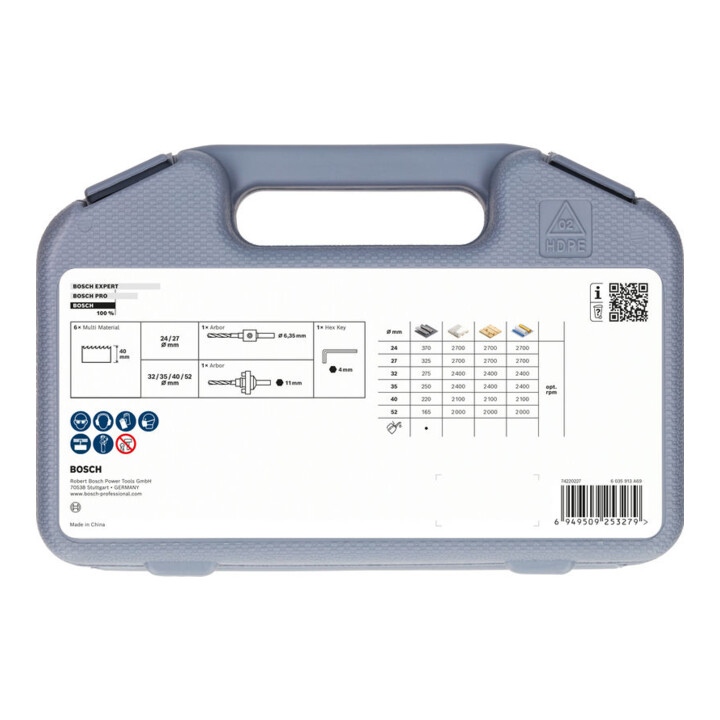 Bosch Set de scies-cloches multi-matériaux avec filetage, 24; 27; 32; 35; 40; 52 x 40 mm