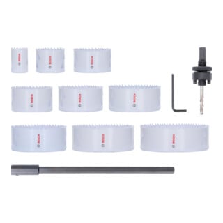 Bosch Set de scies-cloches multi-matériaux avec filetage, 35/54/70/76/83/95/102/114/127 x 40 mm