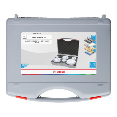 Bosch Set de scies-cloches multi-matériaux avec filetage, 35/54/70/76/83/95/102/114/127 x 40 mm