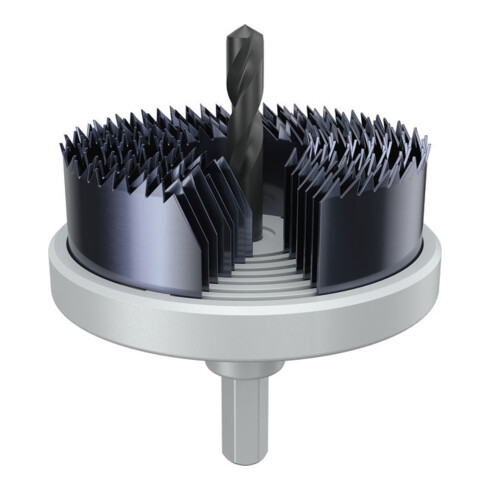 Bosch Set de scies-cloches pour bois et plaques de plâtre avec porte-foret, 26/32/39/45/51/58/64 x 18,5 mm