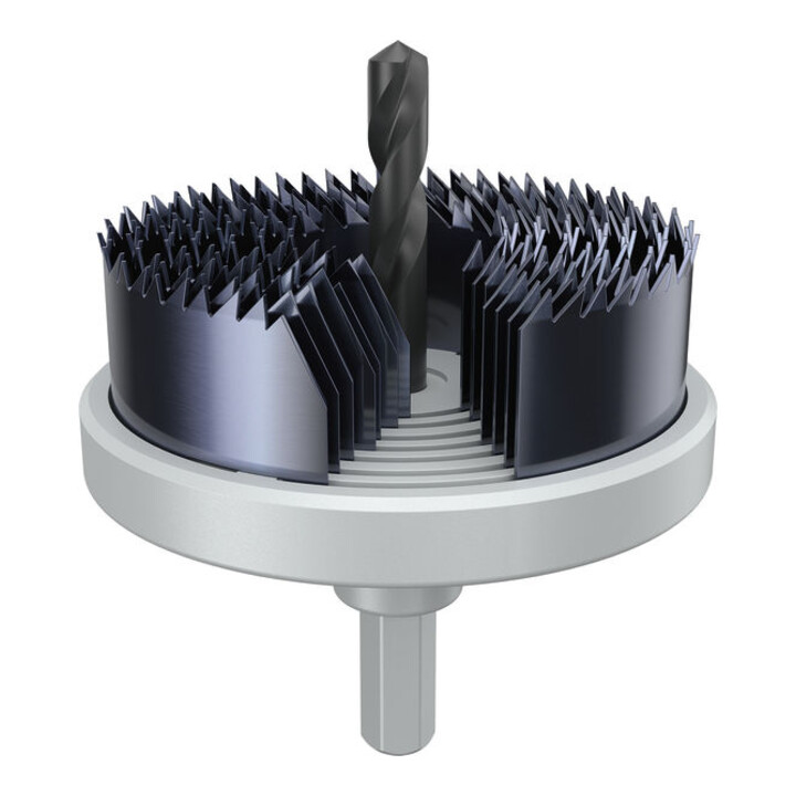 Bosch Set de scies-cloches pour bois et plaques de plâtre avec porte-foret, 26/32/39/45/51/58/64 x 18,5 mm