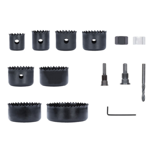 Bosch Set de scies-cloches pour bois et plaques de plâtre avec porte-foret + foret-centreur, 22-68x15 mm