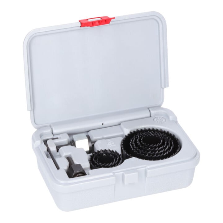 Bosch Set de scies-cloches pour bois et plaques de plâtre avec porte-foret + foret-centreur, 22-68x15 mm