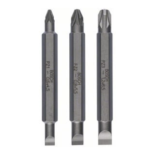 Bosch Set di bit a doppia lama 3pz. S0,6x4,5 PZ1 S0,8x5,5 PZ2 S1,2x6,5 PZ3,60mm