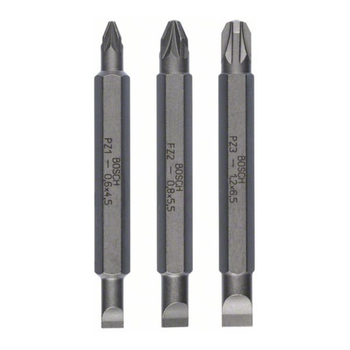 Bosch Set di bit a doppia lama 3pz. S0,6x4,5 PZ1 S0,8x5,5 PZ2 S1,2x6,5 PZ3,60mm