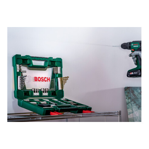 Bosch Set di bit e punte trapano V-Line TiN con avvitatore a cricchetto, asta magnetica