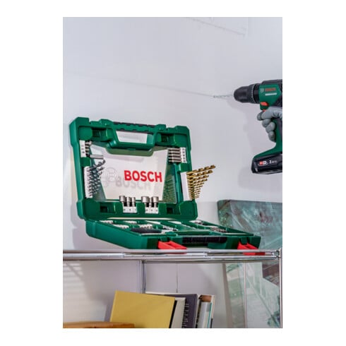 Bosch Set di bit e punte trapano V-Line TiN con avvitatore a cricchetto, asta magnetica