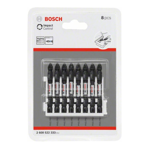 Bosch Set di bit per cacciavite a doppia lama Impact Control, PH2-PZ2 65mm