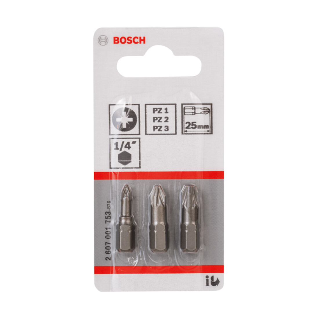 Bosch Set di bit per cacciavite extra-duri (PZ), PZ1, PZ2, PZ3, 25mm