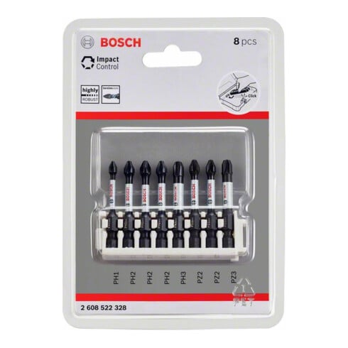 Bosch Set di bit per cacciavite Impact Control 8pz. PH1 3x PH2 PH3 2xPZ2 PZ3 50mm