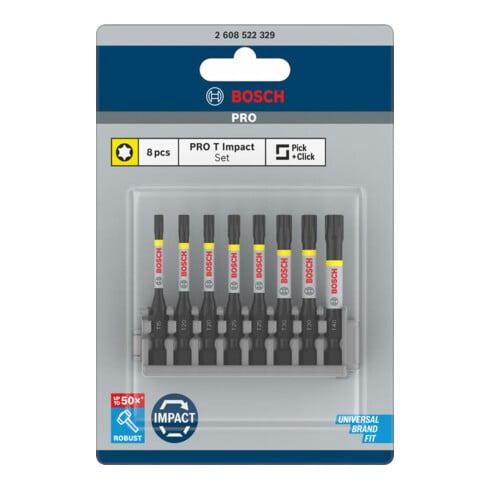 Bosch Set di bit per giraviti Impact Control, 8 pz. 1 x T15 T40 2 x T20 T25 T30 50 mm