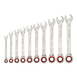 Bosch Set di chiavi a cricchetto ad anello, 10 pz.