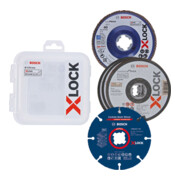 Bosch Set di dischi abrasivi lamellari e per troncatura X-LOCK, 5 pezzi, 125 mm, CMW