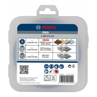 Bosch Set di dischi abrasivi lamellari e per troncatura X-LOCK, 5 pezzi, 125 mm, CMW