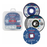 Bosch Set di dischi abrasivi lamellari e per troncatura X-LOCK, 5 pezzi, 125 mm, CMW-2