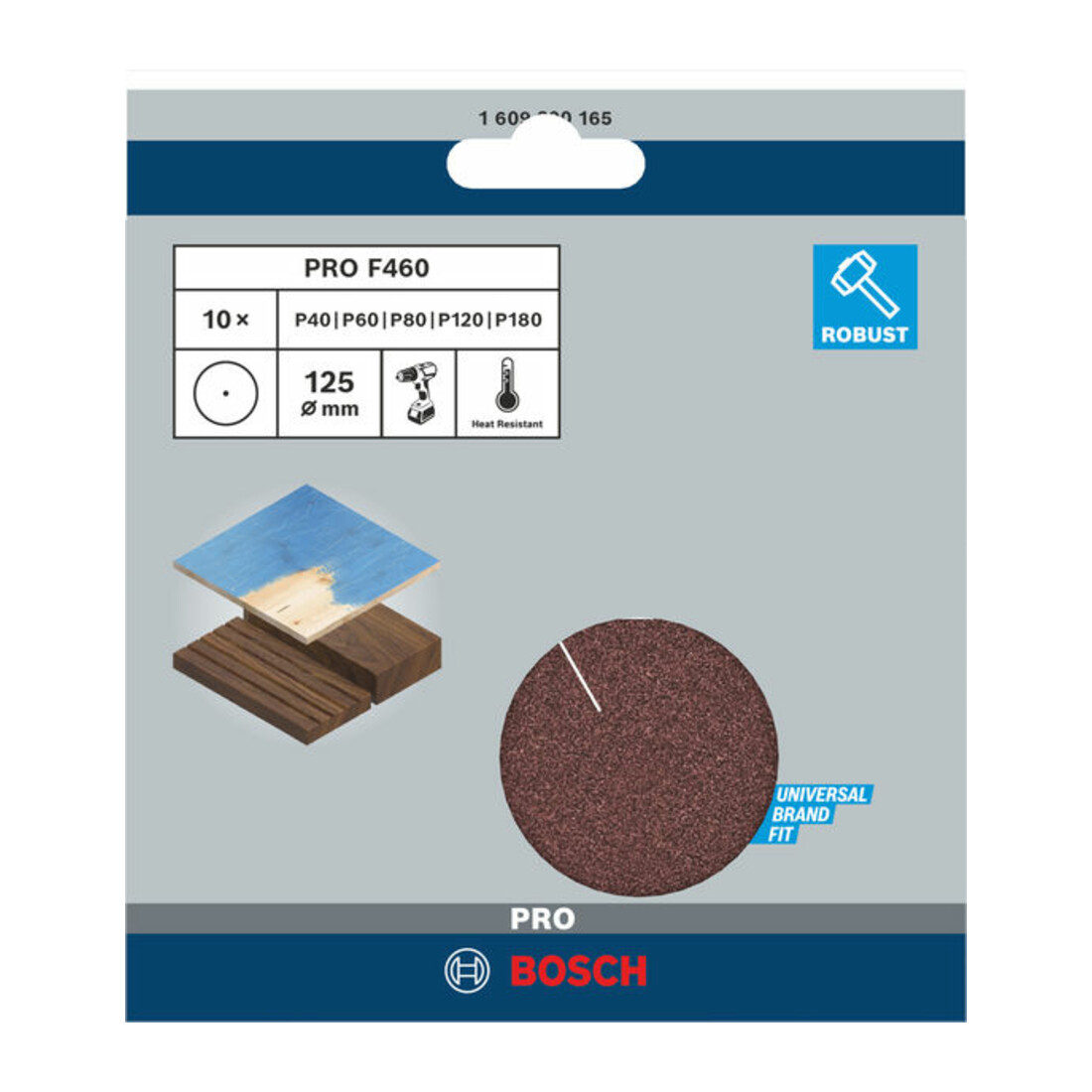 Bosch Set di fogli abrasivi F460 Expert per legno e vernice 125mm, 40 - 180