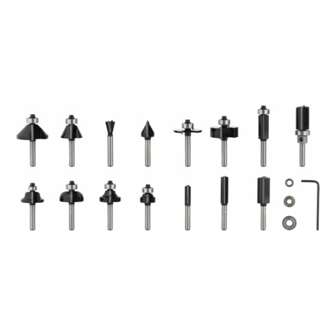 Bosch Set di frese con codolo da 6 mm, 15 pezzi