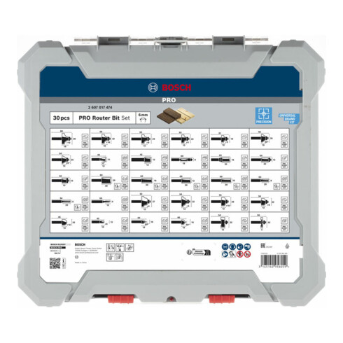 Bosch Set di frese con codolo da 6 mm, 30 pezzi