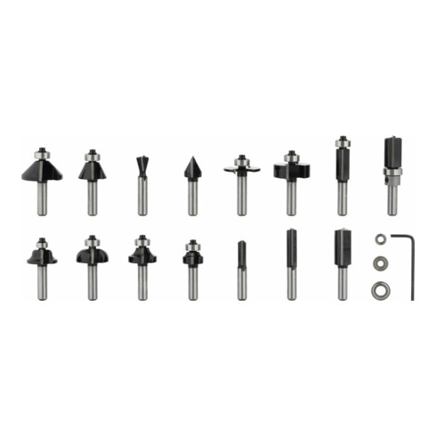 Bosch Set di frese con codolo da 8 mm, 15 pezzi