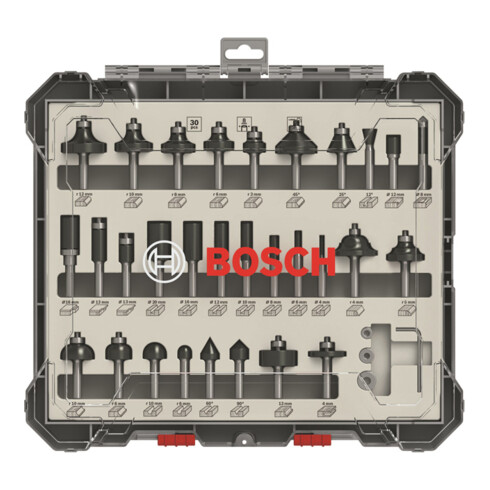 Bosch Set di frese con codolo da 8 mm, 30 pezzi