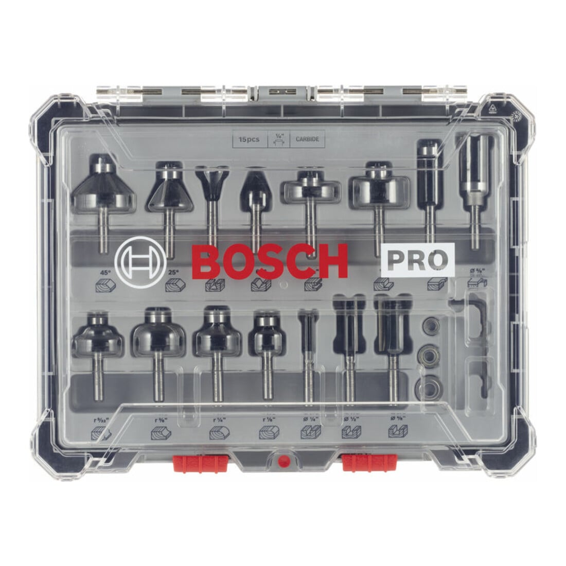 Bosch Set di frese con gambo da 1/4" 15pz.