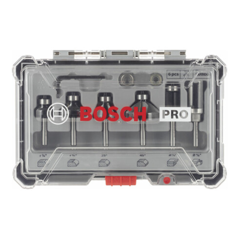 Bosch Set di frese per bordi e smussi con gambo da 1/4", 6pz.
