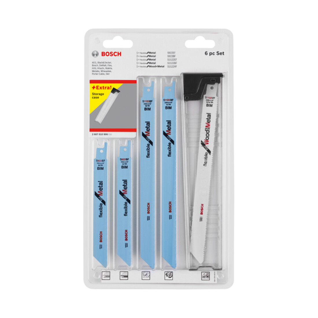 Bosch Set di lame per sega alternative per legno e metallo, 6pz.