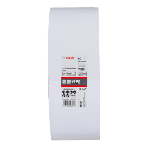 Bosch Set di nastri abrasivi X440 Best for Wood and Paint, 100x610mm, 80