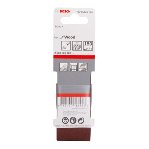 Bosch Set di nastri abrasivi X440 Best for Wood and Paint, 40x305mm, 180