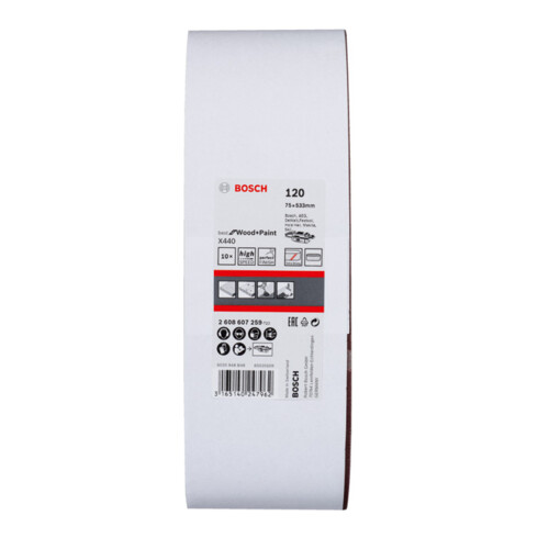 Bosch Set di nastri abrasivi X440 Best for Wood and Paint, 75x533mm, 120