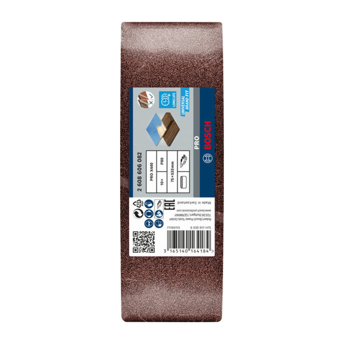 Bosch Set di nastri abrasivi X440 Best for Wood and Paint, 75x533mm, 80