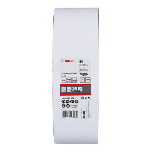 Bosch Set di nastri abrasivi X440 Best for Wood and Paint, 75x533mm, 80