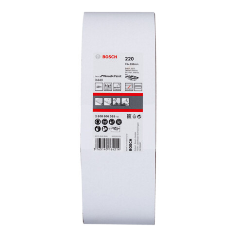 Bosch Set di nastri di tela abrasiva X440 Best for Wood and Paint 75 x 533 mm 220