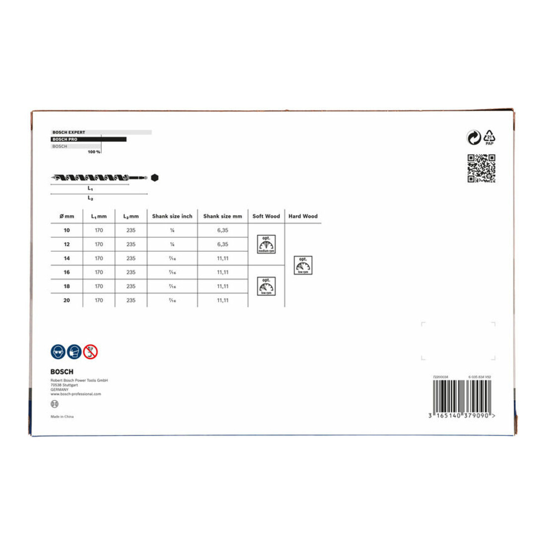 Bosch Set di punte a elica 6 pezzi 10 - 20 mm 160 mm 235 mm