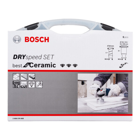 Bosch Set di punte diamantate per foratura a secco Diamont Dry Speed 5 pezzi 20 - 68 mm