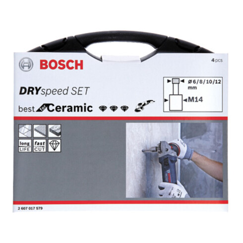 Bosch Set di punte diamantate per foratura a secco Dry Speed, 4 pezzi, 6 - 12 mm
