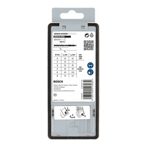 Bosch Set di punte elicoidali per legno Robust Line 1/4" codolo esagonale 7 pezzi 2 - 8 mm