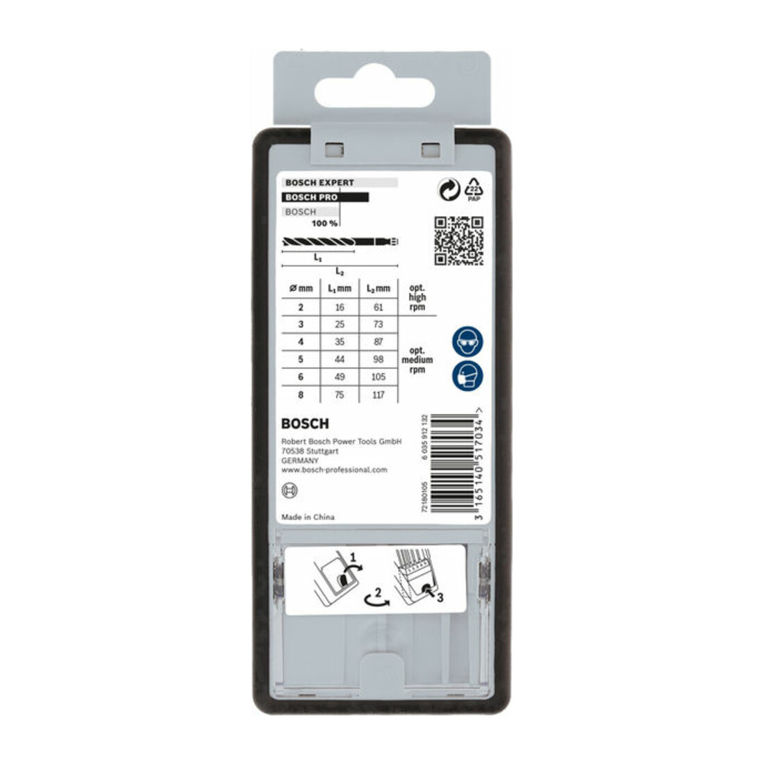 Bosch Set di punte elicoidali per legno Robust Line 1/4" codolo esagonale 7 pezzi 2 - 8 mm