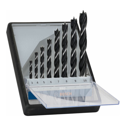 Bosch Set di punte elicoidali per legno Robust Line, 3 - 10 mm, 8 pezzi