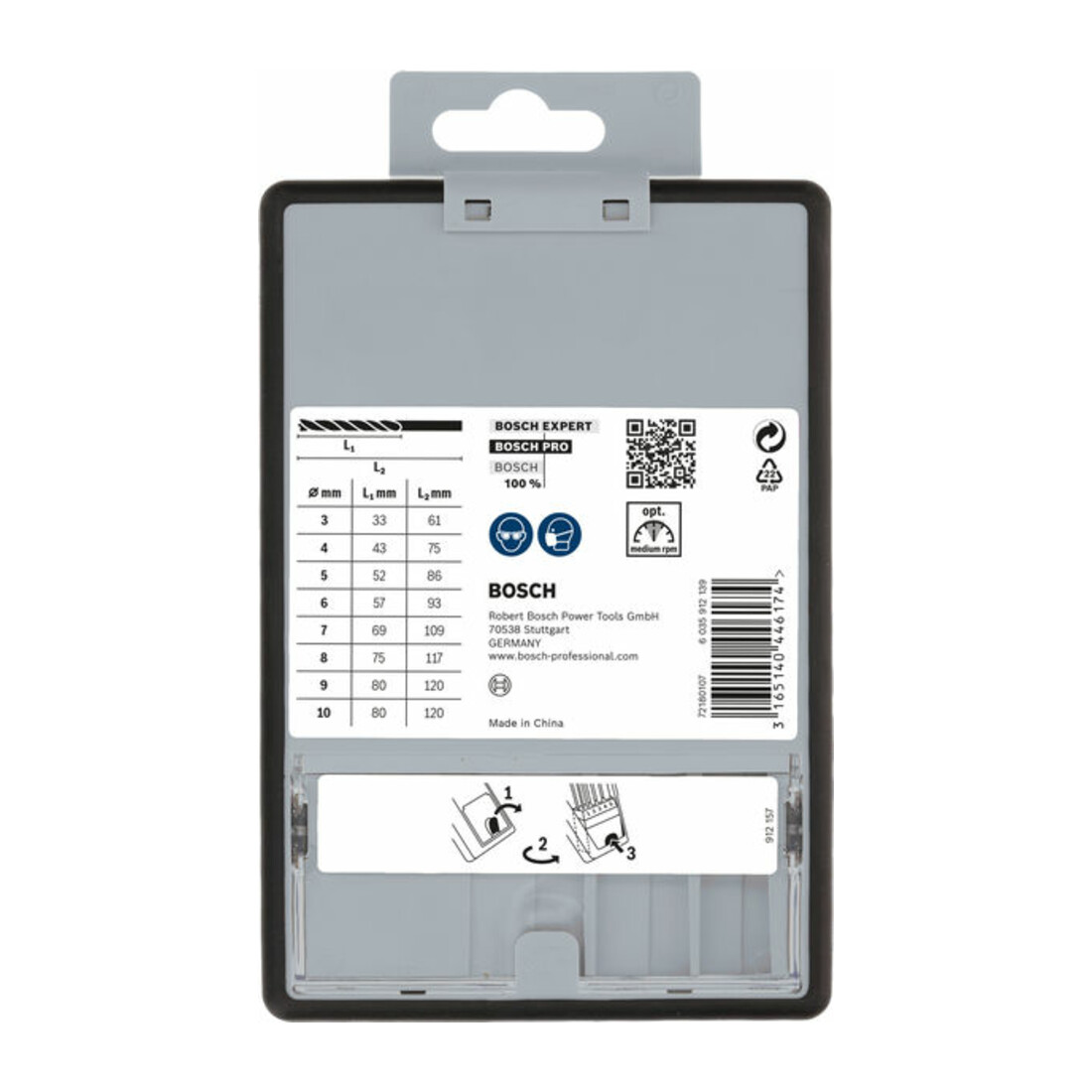 Bosch Set di punte elicoidali per legno Robust Line, 3 - 10 mm, 8 pezzi