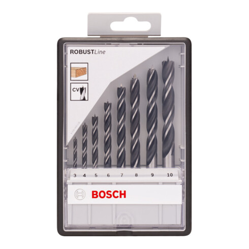 Bosch Set di punte elicoidali per legno Robust Line, 3 - 10 mm, 8 pezzi