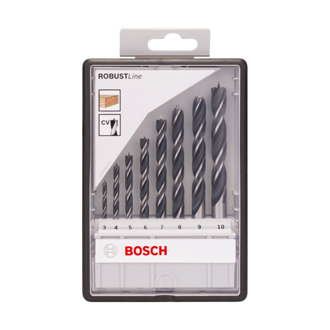 Bosch Set di punte elicoidali per legno Robust Line, 3 - 10 mm, 8 pezzi