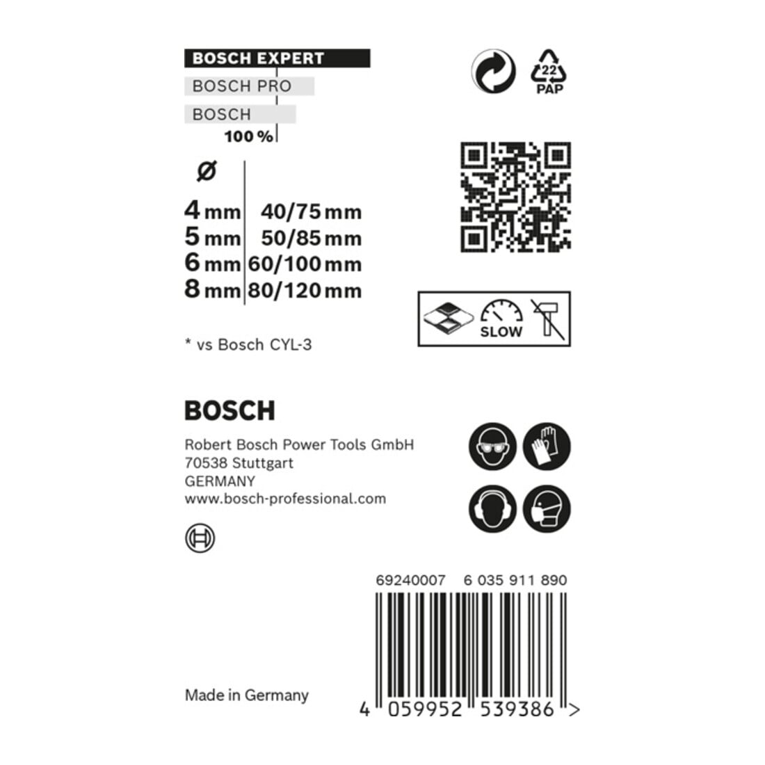 Bosch Set di punte EXPERT MultiConstruction CYL-9, 4/5/6/8mm 4pz., per avvitatore e trapano a percussione