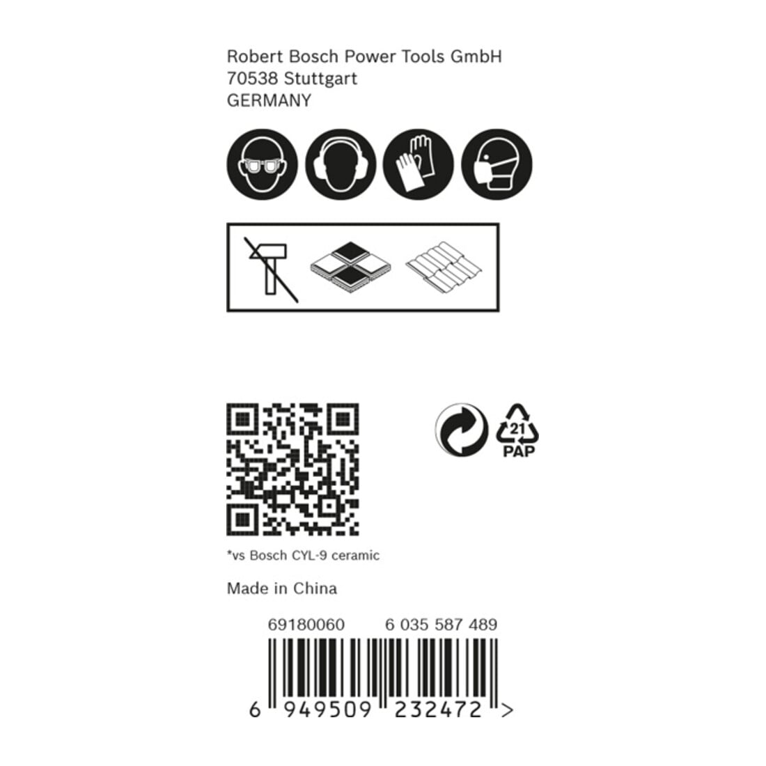 Bosch Set di punte HEX-9 HardCeramic EXPERT 5/6/8 mm 3 pz. per perforatrici rotative e trapani a percussione