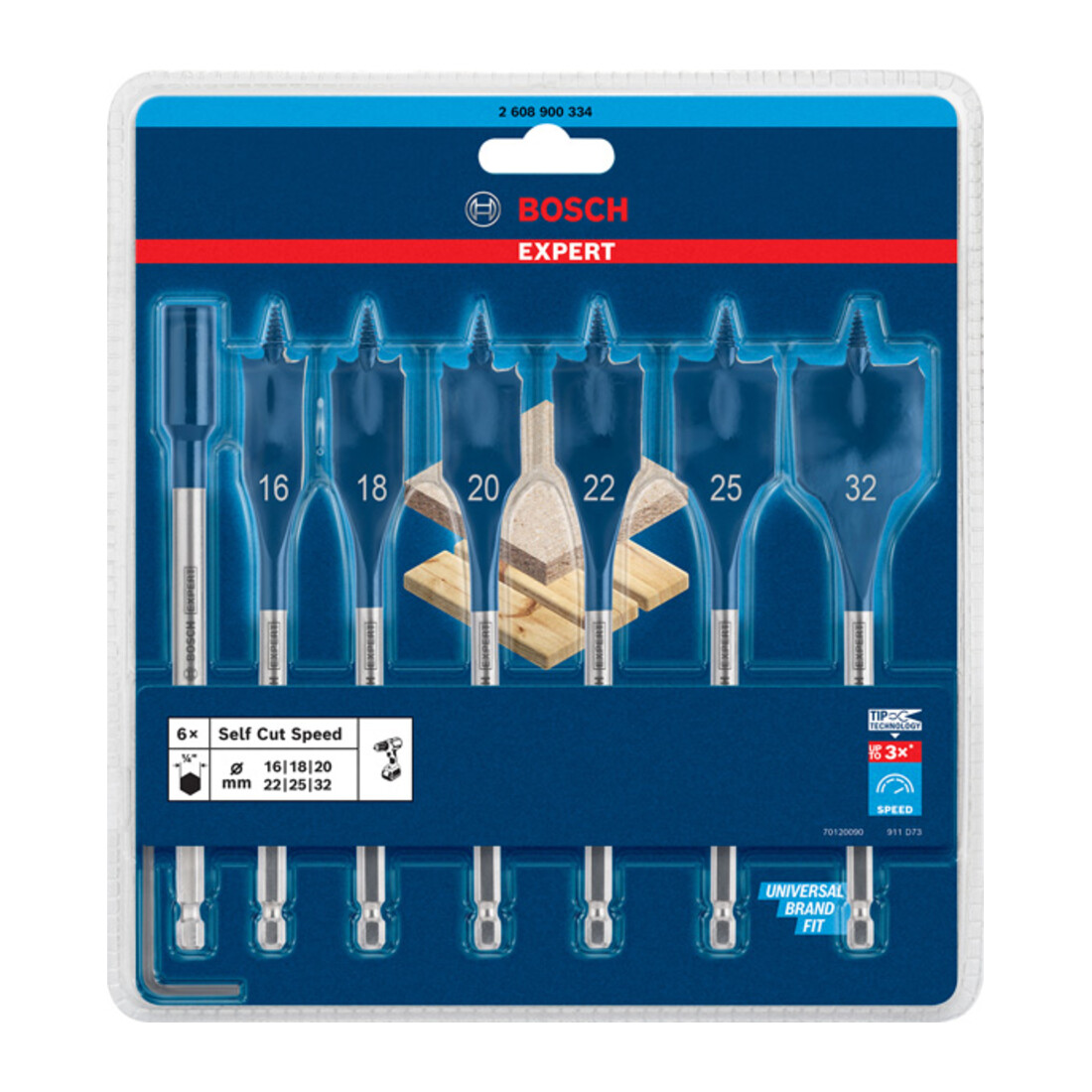 Bosch Set di punte per fresatura in piano SelfCut Speed EXPERT 16/18/20/22/25/32 mm 7 pz. per perforatrici rotative e trapani a percussione