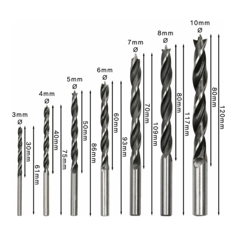 Bosch Set di punte per legno, 7 pz. 3 - 10 mm