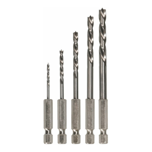 Bosch Set di punte per legno con codolo esagonale 5 pezzi 2 - 6 mm